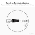 Lutron Lumaris barrel-to-terminal adapters 3-pack for wireless controllers, SKU LU-BP1