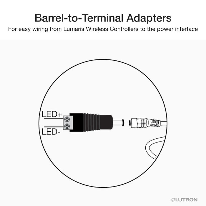 Lutron Lumaris barrel-to-terminal adapters 3-pack for wireless controllers, SKU LU-BP1