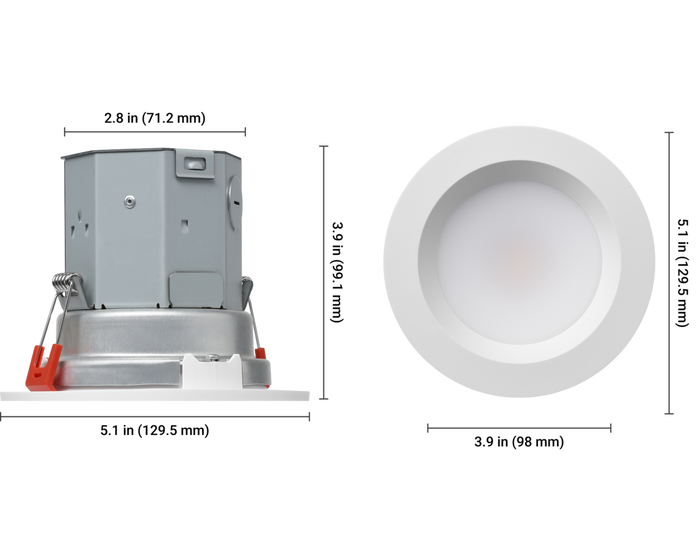 Lutron Lumaris 4 in canless downlight dimensions, SKU RRL-CD4WH-TW