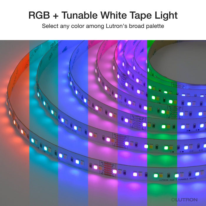 Lutron Lumaris RGB + tunable white tape light system overview, SKU LU-T05-RT-IN