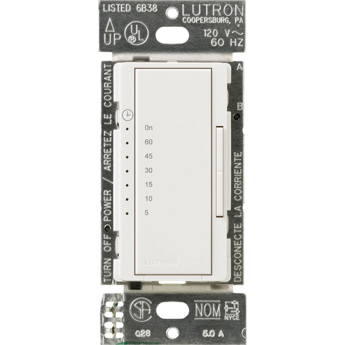 Lutron Maestro Countdown Timer Switch for Fans and Lights, Neutral Required, 150W LED, 3A Fan, Single-Pole/Multi-Location, MA-T51MN-SW, Snow White