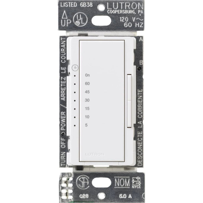 Lutron Maestro Countdown Timer - 600W/3A Fan, Neutral Required | MA-T51MNH-WH-C