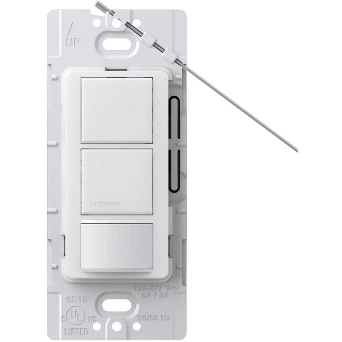Lutron Maestro Dual Circuit Motion Sensor Switch, 6A Light/4.4A Fan, 120-277V, Dual Single Pole, Ground or Neutral Required, MS-OPS6-DDV-SW, Snow White