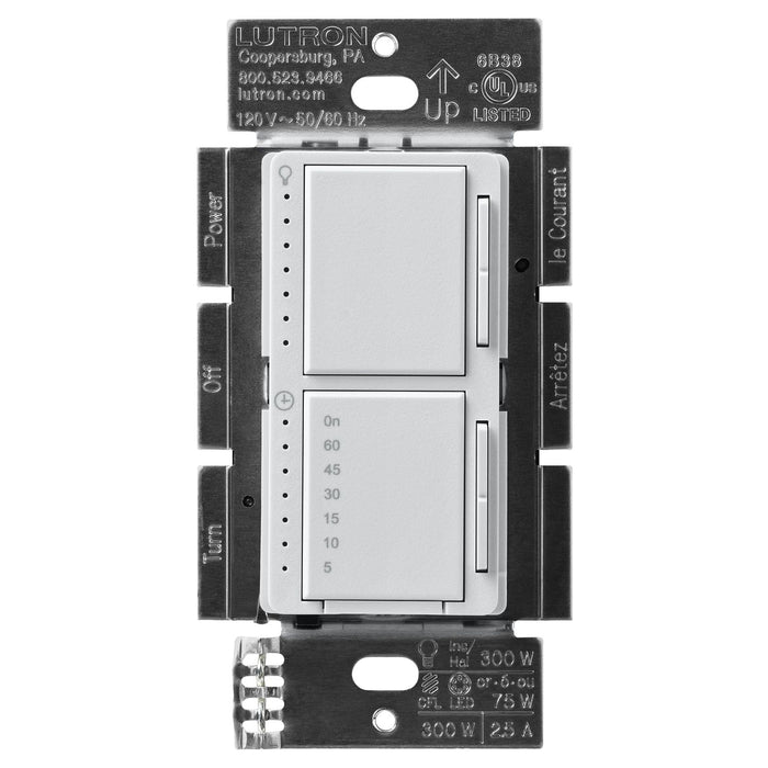 Lutron Maestro LED+ Dual Dimmer and Timer Switch, 75W LED Dimmer, 2.5A Timer, Single- Pole, MACL-L3T251-PD, Palladiom