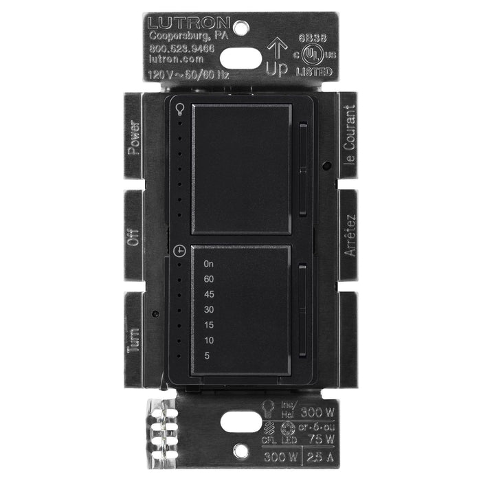 Lutron Maestro LED+ Dual Dimmer and Timer Switch, 75W LED Dimmer, 2.5A Timer, Single- Pole, MACL-L3T251-MN, Midnight