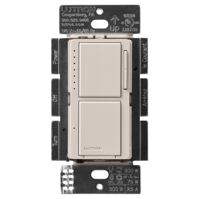 Lutron Maestro LED+ Dual Dimmer and Switch for 75-Watt LED Bulbs/2.5A Fans, Single Pole, MACL-L3S25-TP, Taupe