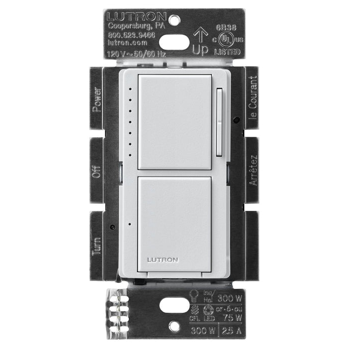 Lutron Maestro LED+ Dual Dimmer and Switch for 75-Watt LED Bulbs/2.5A Fans, Single Pole, MACL-L3S25-PD, Palladiom