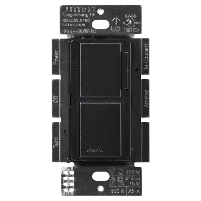 Lutron Maestro LED+ Dual Dimmer and Switch for 75-Watt LED Bulbs/2.5A Fans, Single Pole, MACL-L3S25-MN, Midnight