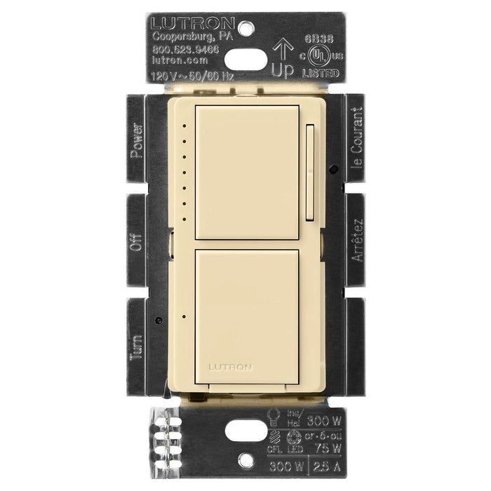 Lutron Maestro LED+ Dual Dimmer and Switch for 75-Watt LED Bulbs/2.5A Fans, Single Pole, MACL-L3S25-IV, Ivory