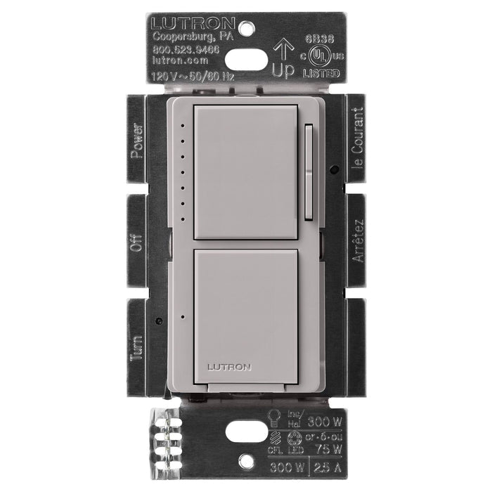 Lutron Maestro LED+ Dual Dimmer and Switch for 75-Watt LED Bulbs/2.5A Fans, Single Pole, MACL-L3S25-GR, Gray
