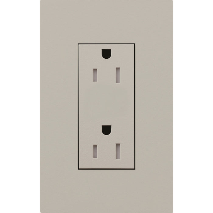 Lutron New Architectural 15A Tamper-Resistant Duplex Receptacle, Wall Plate Not Included, Matte Finish | LTR-15-TR