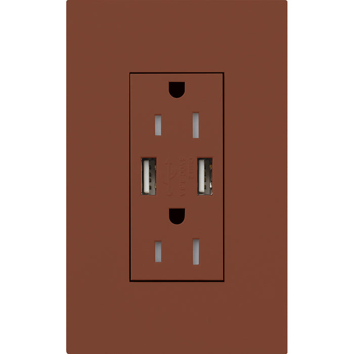 Lutron New Architectural 15A Tamper-Resistant USB-A Duplex Receptacle, Self-Testing, Wall Plate Included, Matte Finish |  NTR-15-UBTR