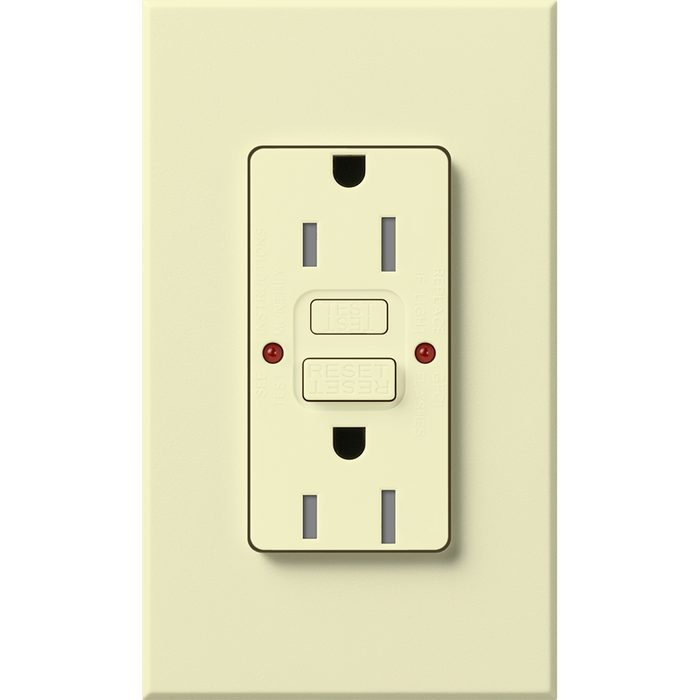 Lutron Nova T 15A Self-Testing GFCI Receptacle 120V Architectural Matte | NTR-15-GFST