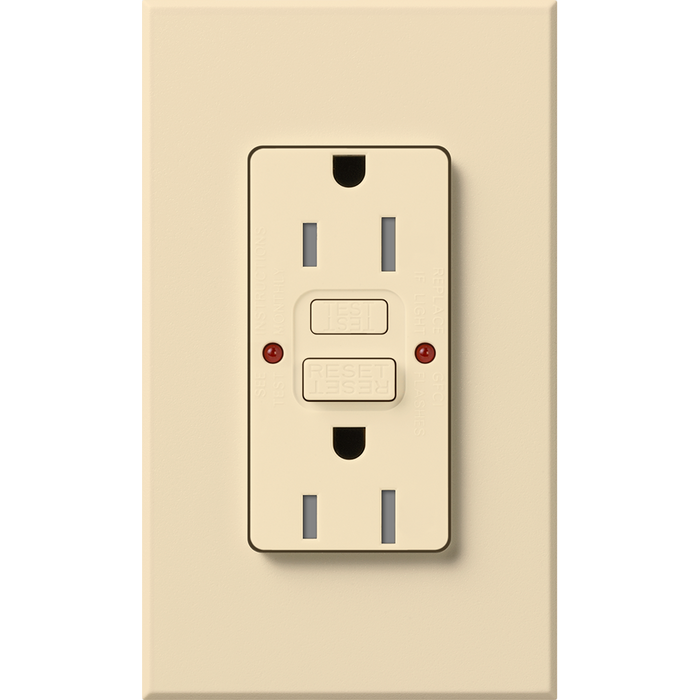 Lutron Nova T 15A Self-Testing GFCI Receptacle 120V Architectural Matte | NTR-15-GFST