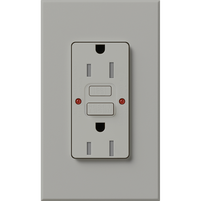 Lutron Nova T 15A Self-Testing GFCI Receptacle 120V Architectural Matte | NTR-15-GFST