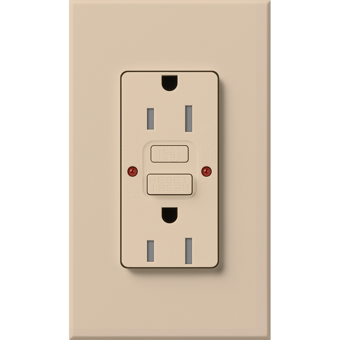 Lutron Nova T 15A Self-Testing GFCI Receptacle 120V Architectural Matte | NTR-15-GFST