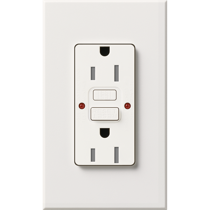 Lutron Nova T 15A Self-Testing GFCI Receptacle 120V Architectural Matte | NTR-15-GFST