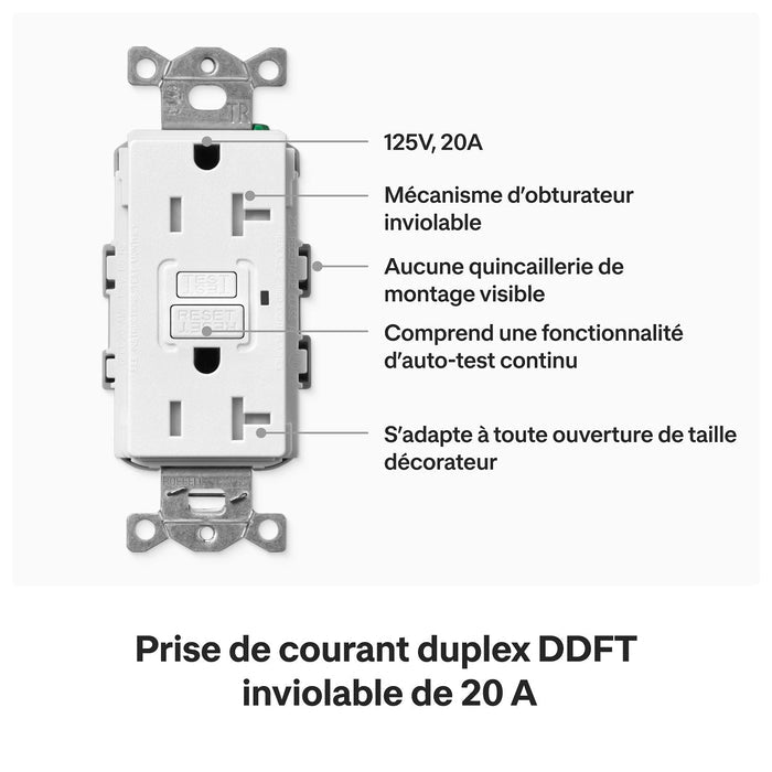 Lutron Nova T 20A Self-Testing GFCI Receptacle - Tamper-Resistant | NTR-20-GFST