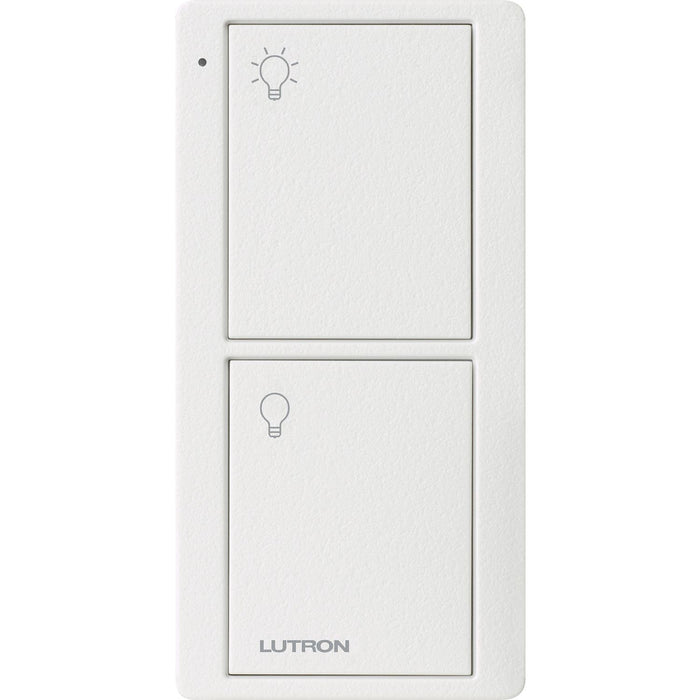 Lutron 2-Button Pico Smart Remote, with Light Icons, PJ2-2B-TSW-L01, Snow White
