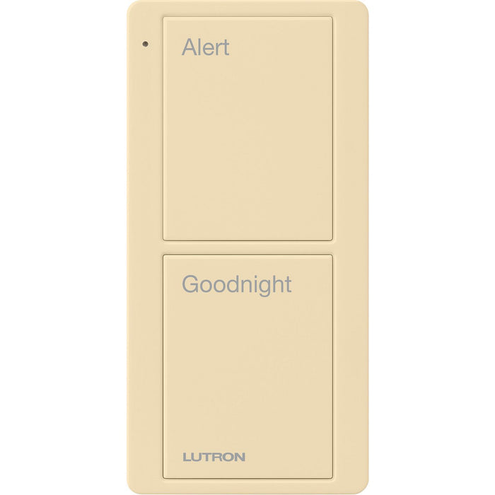Lutron 2-Button Scene Pico Smart Remote, with Pre-engraved Text-"Alert/Goodnight" - Ivory