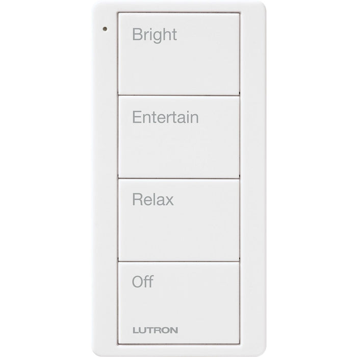 Pico Wireless Control, 4-button, 434 MHz, scene control of lights, any room engraving, in white