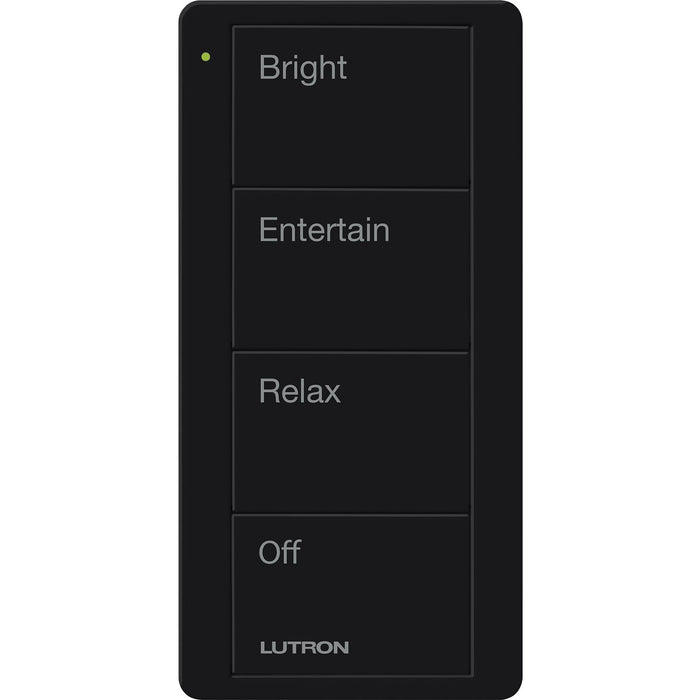 Pico Wireless Control, 4-button, 434 MHz, scene control of lights, any room engraving, in black
