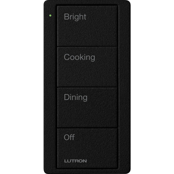 Pico Wireless Control, 4-button, 434 MHz, scene control of lights, kitchen text engraving, in midnight