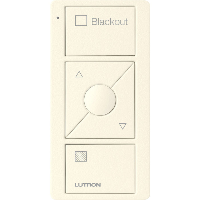 Lutron 3-Button with Raise/Lower and Preset, Pico Smart Remote, with Shade Icons and Text ("Blackout") - Biscuit