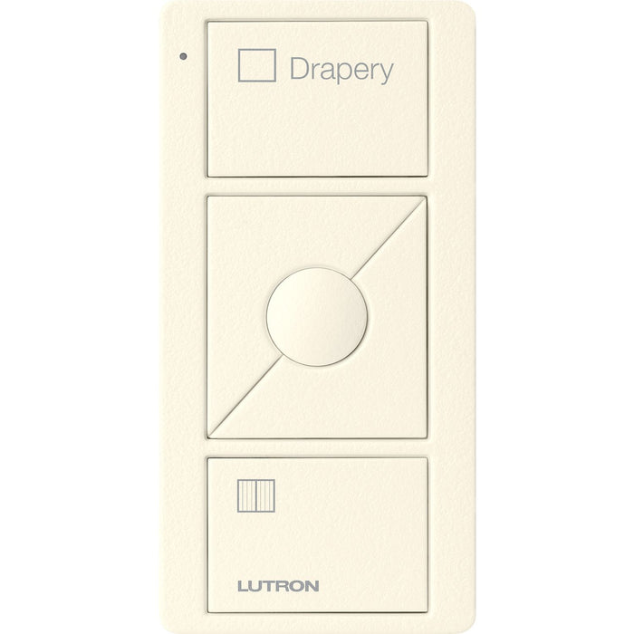 Lutron 3-Button with Raise/Lower and Preset, Pico Smart Remote, with Shade Icons and Text ("Drapery") - Biscuit
