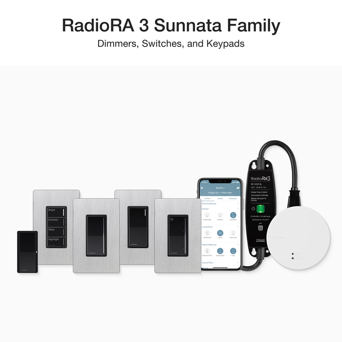 Lutron RadioRA 3 Sunnata RF Fan Speed Control - 1.5A 4-Speed Quiet Control (White) | RRST-ANF-WH