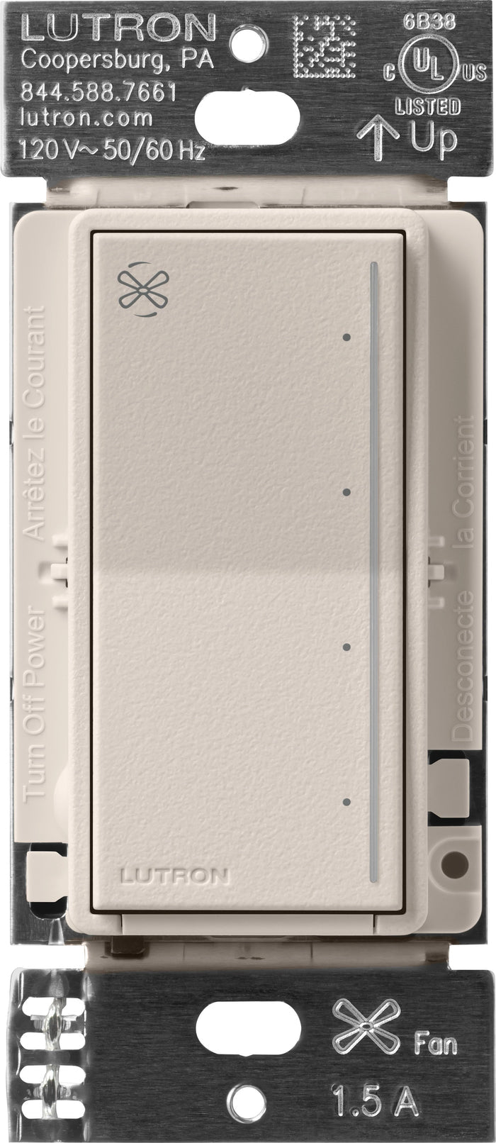 Lutron RadioRA 3 Sunnata RF Fan Speed Control - 1.5A 4-Speed Quiet Control (White) | RRST-ANF-WH