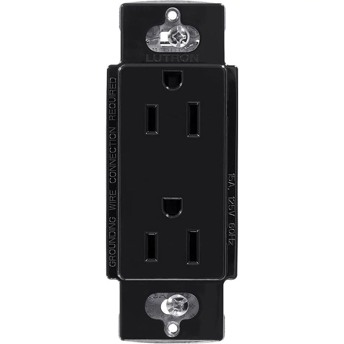 Lutron Claro 15 Amp Duplex Outlet, Black