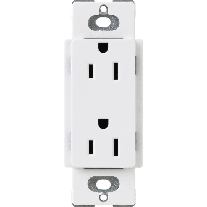 Lutron Claro 15 Amp Duplex Outlet, White