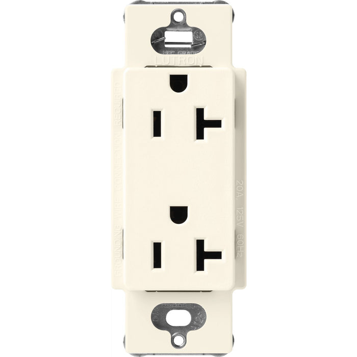 Lutron Claro 20 Amp Duplex Outlet, Biscuit
