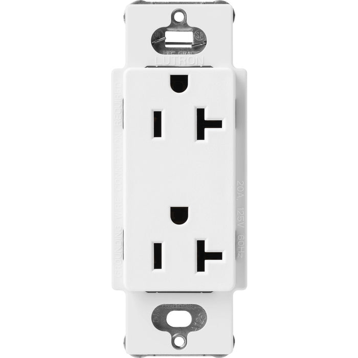 Lutron Claro 20A Duplex Receptacle, Decorator-Style Outlet, Satin Finish, SCR-20-SW, Snow White