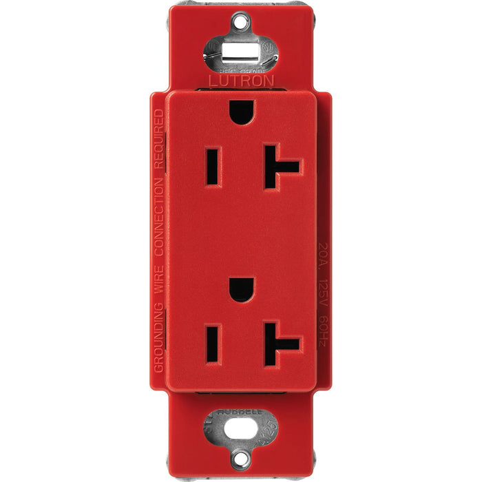 Lutron Claro 20 Amp Duplex Outlet, Signal Red