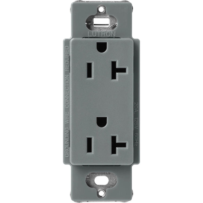 Lutron Claro 20 Amp Duplex Outlet, Slate