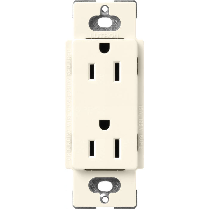 Lutron Claro 15 Amp Duplex Outlet, Biscuit