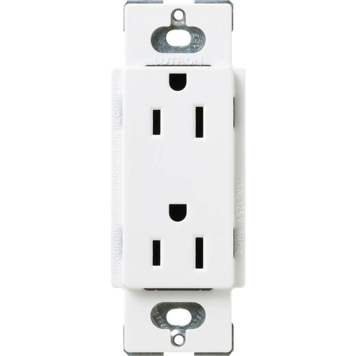 Lutron Claro 15A Duplex Receptacle, Decorator-Style Outlet, Satin Finish, SCR-15-SW, Snow White