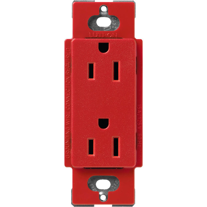 Lutron Claro 15 Amp Duplex Outlet, Signal Red