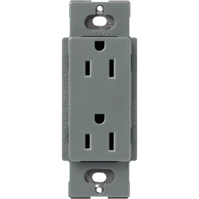 Lutron Claro 15 Amp Duplex Outlet, Slate