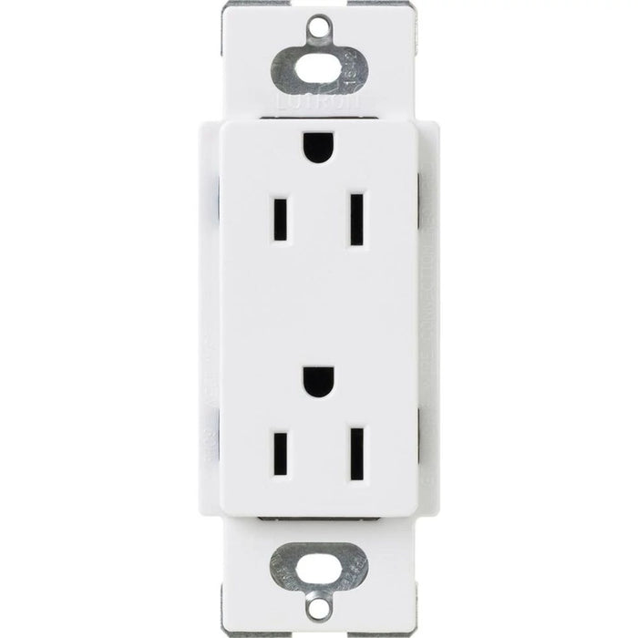 Lutron Claro Tamper-Resistant Duplex Receptacle, 15 Amp, White