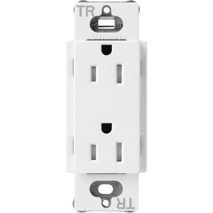 Lutron Claro 15A Tamper-Resistant Duplex Receptacle, Decorator-Style Outlet, Satin Finish, SCRS-15-TR-SW, Snow White