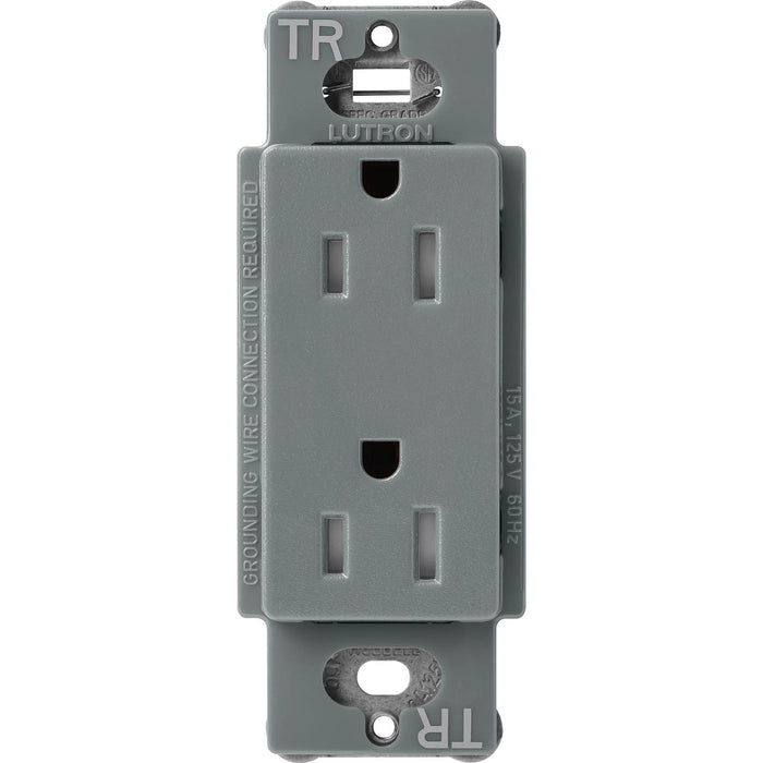 Lutron Claro Tamper-Resistant Duplex Receptacle, 15 Amp, Slate