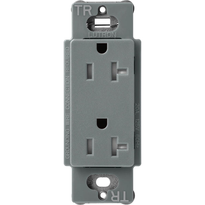 Lutron Claro Tamper-Resistant Duplex Receptacle, 20 Amp, Slate