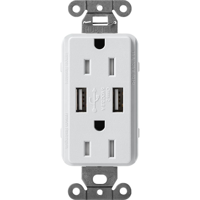 Lutron Claro USB Type A 2.0 Duplex Receptacle, 15 Amp, Mist