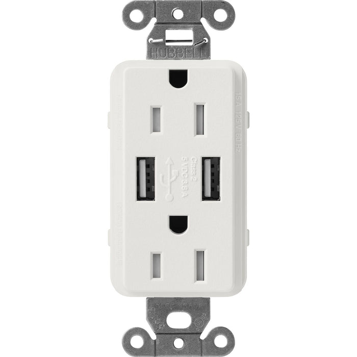 Lutron Claro USB Type A 2.0 Duplex Receptacle, 15 Amp, Lunar Gray