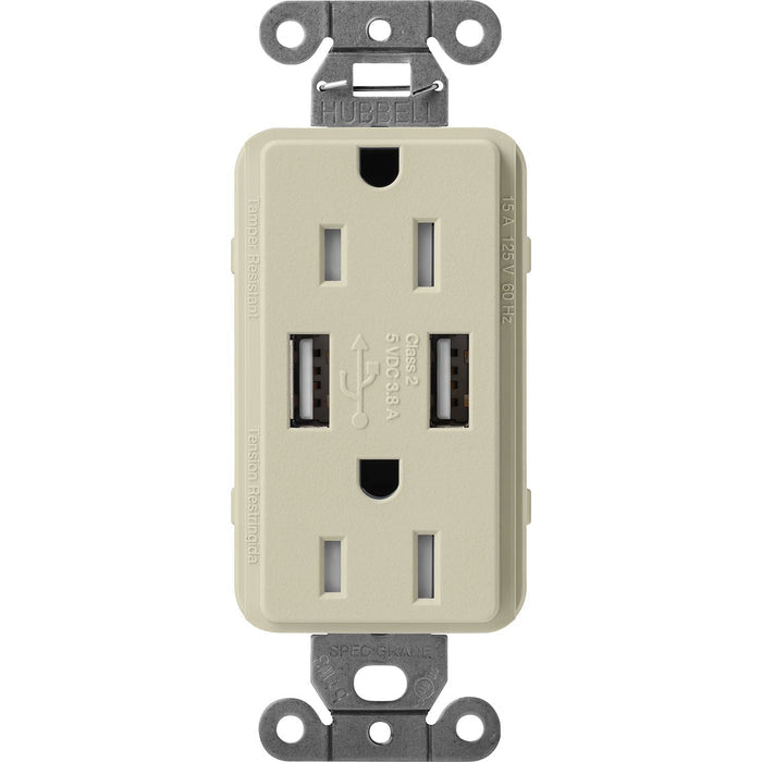 Lutron Claro USB Type A 2.0 Duplex Receptacle, 15 Amp, Clay