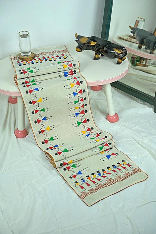Madhubani Handpainted Chanderi Table Runner