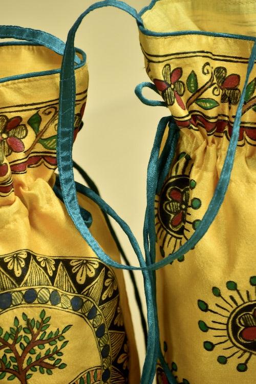 Madhubani Handpainted Silk Potli